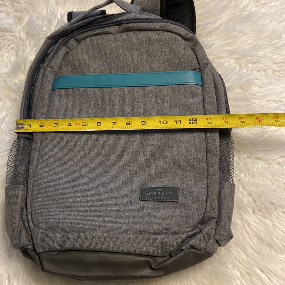 Gray Backpack BNWOT please see all pictures padded back gray and teal color - Picture 10 of 16